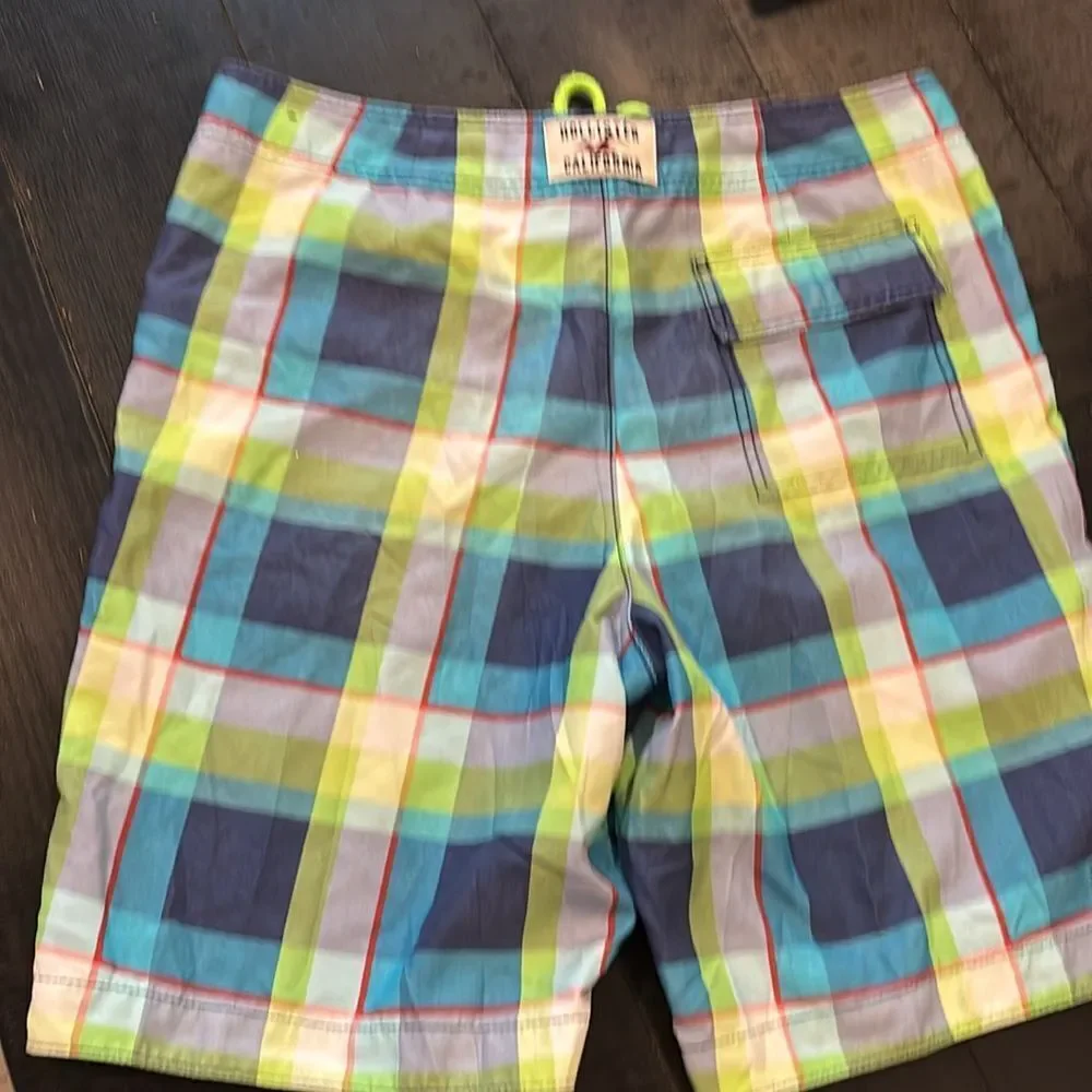 Hollister Y2K Men’s Plaid Board Shorts Beach Resort Wear Large